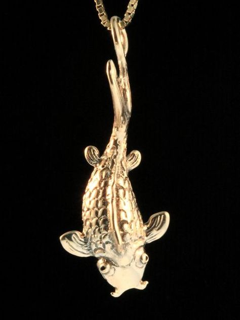 Koi Charm 14k Gold Japanese Pond, Gold Koi Fish, Swimming Friends, Red Koi Fish, Gold Koi, Unique Ear Cuffs, Cast Jewelry, Dragon Ear Cuffs, Octopus Jewelry