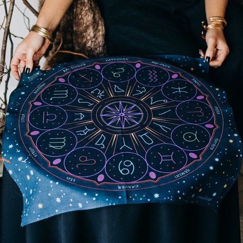 Divination Tarot Tablecloth | Astrology | Clairvoyance | Medium | Wall decoration Fall Bedding Sets, Witchcore Aesthetic, W B Yeats, Polka Dot Bedding, Magic Things, Geometric Bedding, Zodiac Wheel, Tarot Cloth, Fall Bedding