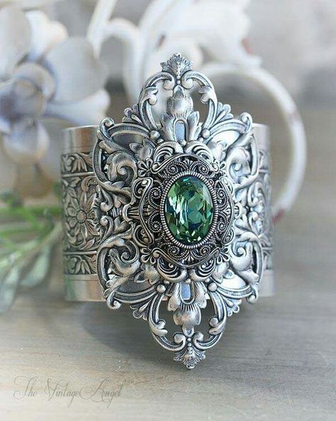 Enchanted Meadow, Vintage Cuff Bracelet, Tattoo Bracelet, Wrist Jewelry, Vintage Angel, Vintage Inspired Jewelry, Magical Jewelry, Victorian Jewelry, Fantasy Jewelry