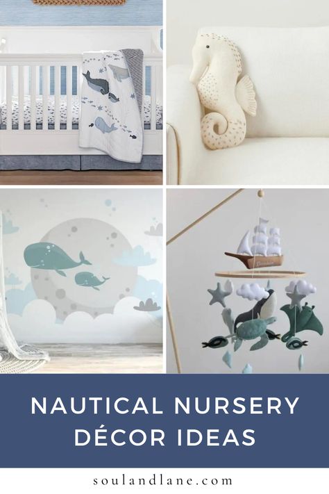 Create a soothing, oceanic haven with shades of navy, crisp whites, and warm sands, invoking the serene beauty of the seaside. Introduce playful elements like sailboats, anchors, and lighthouses through wall art, mobiles, and bedding to spark imagination. Consider adding a ships wheel or a decorative compass to inspire a love of exploration. Learn how to incorporate soft, ocean-themed textures and patterns for a cozy, inviting space. These nautical nursery decor ideas will help you craft a char Nursery Decor Ideas, Nautical Elements, Coastal Nursery, Nautical Nursery Decor, Nautical Nursery, A Ship, Set Sail, Nursery Design, Sailboats