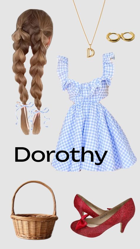 dorothy halloween costume ideas wizard of oz Halloween Dorothy Costume, Dorthy Halloween Costumes Teenage Girl, Halloween Wizard Of Oz Costumes, Dorothy Costume Makeup, Dorothy Halloween Costume Diy, Cute Dorothy Costume, Dorothy Costume Ideas, Diy Dorthy Costumes, Dorothy Costume Aesthetic