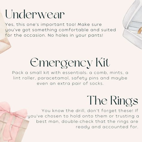 THE guide that every groom needs for the wedding morning…and let’s be honest, the checklist every bride will want their groom to have! #groom #weddingday #weddingchecklist Brides Checklist, Bride Checklist, The Checklist, Wedding Morning, Lint Roller, Wedding Checklist, Emergency Kit, Morning Wedding, Be Honest