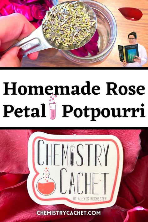 Learn how to make Chemistry Cachet's easy homemade rose petal potpourri recipe. This natural DIY is the perfect craft project for your home and has a beautiful fragrance. Add in a little dried lavender to bring this to the next level. Only a few ingredients are needed! Potpourri Diy, Rosehip Recipes, Potpourri Recipe, Rose Potpourri, Dried Potpourri, Homemade Potpourri, Diy Fragrance, Potpourri Recipes, Drying Roses