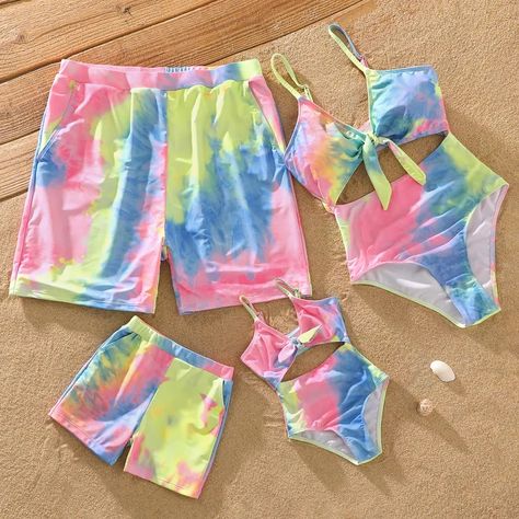 Trendy Swim, Tie Dye Swimsuit, Family Matching Outfits, 1 Piece Swimsuit, Matching Swimwear, Swimsuit Set, Baby Outfits Newborn, One Piece Swim, Tie Dye Patterns