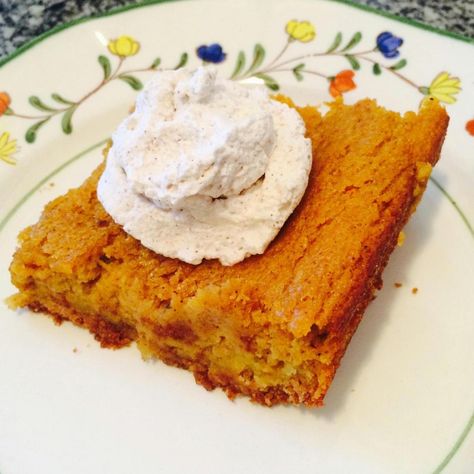 Pumpkin Gooey Butter Cake Recipe | Just A Pinch Recipes Pumpkin Pie Crumble, Combine Cake, Pumpkin Gooey Butter Cake, Chess Squares, Gooey Cake, Pumpkin Sheet Cake, Gooey Butter, Pumpkin Eater, Gooey Butter Cake