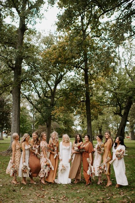 Wedding Fall Bridesmaid Dresses, Bridesmaid Dresses Mix Match, Bridesmaid Dresses Burnt Orange, Bridesmaid Dresses Different Colors, Mix Match Bridesmaid Dresses, Mixed Bridesmaid Dresses, Burnt Orange Bridesmaid, Matching Bridesmaids Dresses, Fall Bridesmaid