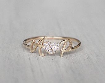 Couple Initials, Personalized Initial Ring, Heart Couple, Couple Ring Design, Natural Opal Ring, Name Ring, Wedding Jewellery Collection, Gold Rings Jewelry, Gold Ring Designs