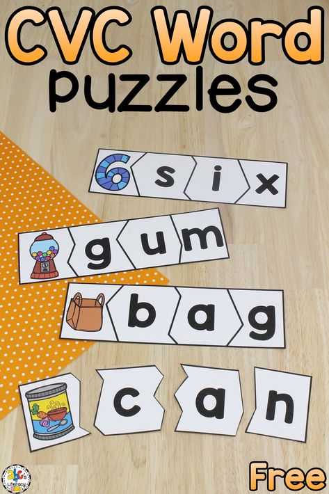 Are you looking for a fun CVC activity for your beginning readers? Try these fun CVC Word Puzzles! This word work activity is a hands-on way to practice sounding out and decoding CVC words. You can differentiate this word work activity for your kids. For young children, they can work on one middle sound at a time such as putting all of the puzzles together that have the short /a/ medial sound. Click on the picture to get 40 CVC word puzzles for free! #cvcwords #phonicsactivity #learningtoread Middle Sound Activities Kindergarten, Mystery Words Word Work, I Have Who Has Cvc Words Free, Cvc Words Hands On Activities, Cvc Short A Activities, Cvc Word Puzzles Free, Cvc Word Puzzle, Cvc Puzzles Free, Free Cvc Activities