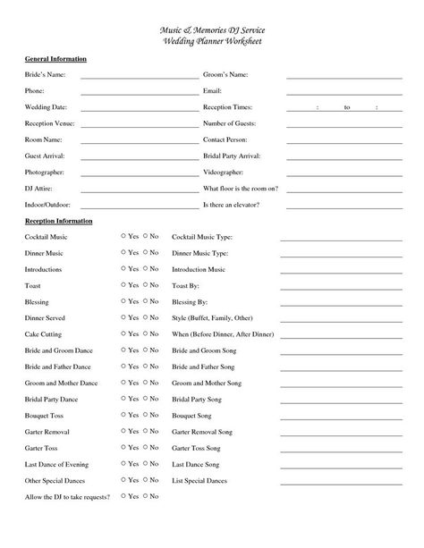 Wedding Dj Checklist, Reception Checklist, Wedding Reception Checklist, Wedding Music List, Timeline Worksheet, Event Planning Forms, Reception Timeline, Wedding Reception Timeline, Wedding Song List