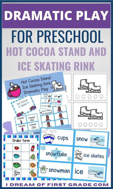 Dramatic Play Preschool Ideas, Play For Kindergarten, Winter Dramatic Play, Preschool Winter Theme, Learning Activities Kindergarten, Math For Preschoolers, Curriculum Themes, Printable Preschool Activities, Cocoa Stand