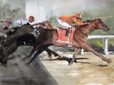 Lookin at Lucky Kentucky Derby Horses, Painted Horses, Derby Horse, Equine Portraits, Thoroughbred Horse Racing, Horse Art Print, Horse Illustration, Watercolor Horse, Thoroughbred Horse