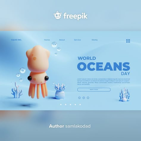 Sea Animals Cute, Simple Website Design, World Oceans Day, Canvas Learning, Publicidad Creativa, Landing Page Template, Website Design Layout, Application Design, Web Layout Design