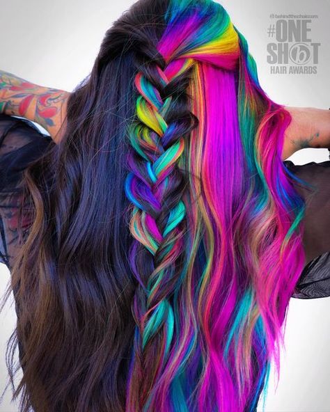 Balayage Multicolor, Fantasy Hair Color, Hair Falling, Cosmic Brownies, Split Dyed Hair, Blonde Fashion, Cute Hair Colors, Creative Hair Color, Dyed Hair Inspiration