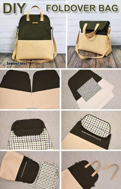 Diy Canvas Bag Sew, Computer Tote Bag Women, Leather And Fabric Bags, Backpack Diy Pattern, Sewing Backpack, Diy Crossbody Bag, Crossbody Bag Sewing, Beginner Sewing Projects, Bag Sewing Tutorial