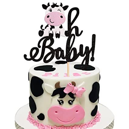 Farm Baby Shower Theme, Cow Print Cakes, Gender Reveal Theme, Oh Baby Cake, Cow Cake, Cake Designs For Girl, Oh Baby Cake Topper, Cow Cakes, Baby Shower Party Themes