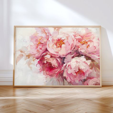 This Peony Flower Oil Painting is a stunning addition to any interior. It's an affordable and stylish solution to enhance your home or office decor. This purchase is an INSTANT DIGITAL DOWNLOAD. Please note that this listing is for digital files only. No physical product will be shipped and the frames are not included. ---------------------------------------- Once purchased, you can find your downloads under Etsy Profile > Purchases and Reviews. If you purchased the artwork as a guest, you would Paintings Of Peonies, Wall Art Flowers, Pink Botanical, Flower Oil Painting, Neutral Pink, Peony Painting, Floral Oil Paintings, Plaster Art, Flowers Print