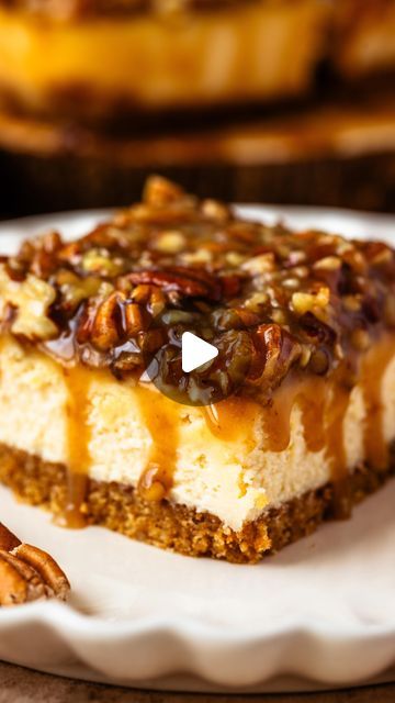 Camila Hurst on Instagram: "Pecan Pie Cheesecake Bars
They are scrumptious, creamy, with a caramel pecan topping, pecan graham cracker crust, and a rich cheesecake filling.
Comment “cheesecake” and I will send the recipe to your messages ❤️

#pecanpie #cheesecake #cheesecakelovers #cheesecakelove #cheesecakes" Praline Pecan Cheesecake, Camila Hurst, Caramel Pecan Topping, Pecan Pie Cheesecake Bars, Pecan Cheesecake Bars, Pecan Pie Cheesecake Recipe, Pecan Sauce, Cinnamon Roll Cheesecake, Rich Cheesecake