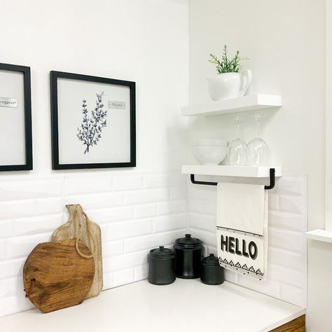 Wall Display Shelves, Wall Mounted Bathroom Cabinets, Floating Shelf Brackets, Shelf Bracket, White Birch, Simple Kitchen, Simplistic Design, Floating Shelf, Dark Walnut