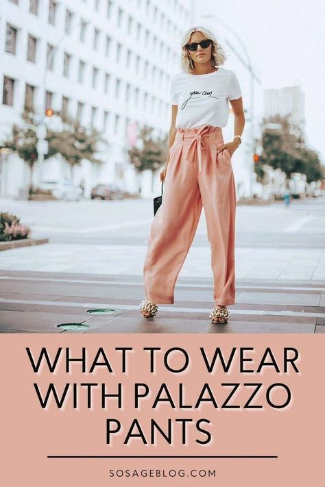 Style Palazzo Pants Outfit, Wide Pants Outfit High Waist Classy, Black Palazzo Pants Outfit Casual, How To Style Palazzo Pants Casual, Flowy Pants Outfit Dressy, Pink Palazzo Pants Outfit, Tops For Palazzo Pants Classy, Pallazo Outfits, White Palazzo Pants Outfit