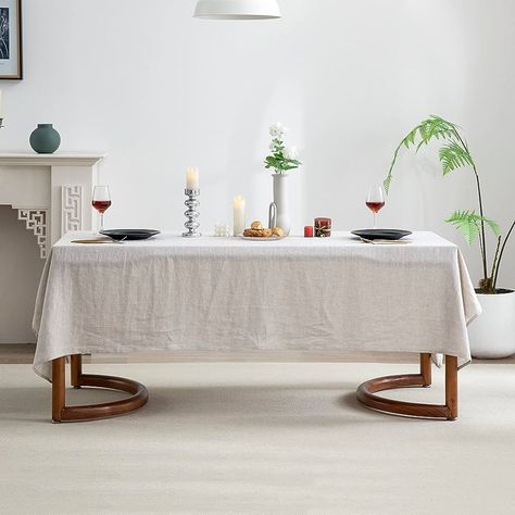 EVERLY 100% Pure Linen Rectangle Tablecloths 60x108Inches for Dining,Buffet Parties,Picnic,Events,Weddings and Restaurants,Decorative Halloween,Thanksgiving Machine Washable Tablecloths-Natural Linen Rectangle Tables, Dining Buffet, French Linen, Pure Linen, Tablecloths, Thanksgiving