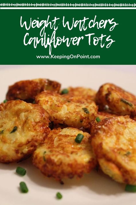 Weight Watchers Cauliflower Tots - only 1 point for eight cauliflower tots with blue and purple, 2 points for green. Weight Watchers Sides, Weight Watchers Vegetarian, Special Diet Recipes, Cauliflower Tots, Weight Watchers Soup, Weight Watchers Snacks, Weight Watchers Smart Points, Cheesy Cauliflower, Weight Watcher Dinners