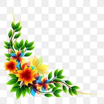 Corner Designs Border Flowers, Corner Designs Border, Flower Corner Border Design, Corner Flower Design, Flower Corner Border, Border Design Flower, Floral Corner Border, Vector Flower Design, White Flower Border