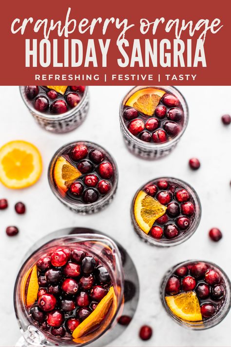 Cranberry Orange Sangria offers up a beautiful holiday cocktail that brings festive flavors to you and your guests with very little hassle. #sangria #redwine #holidaycocktails #cocktails #entertaining #holidayentertaining #holidaydrinks #holidayrecipes Costco Sangria Recipe, Cranberry Sangria Recipes, Fall Red Sangria, Cranberry Orange Sangria, Red Sangria Recipe, Holiday Sangria Recipes, Cranberry Cocktails, Blood Orange Sangria, Thanksgiving Sangria