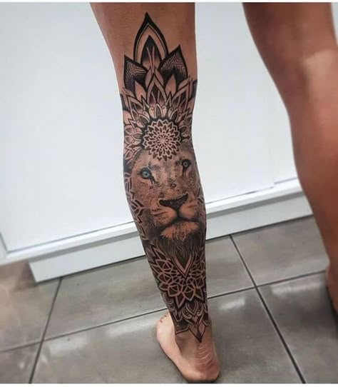 Top 15+ Best Calf Muscle Tattoo Ideas - Lion Tattoo Designs | Page 2 of 3 | PetPress 28 Tattoo, Lion Leg Tattoo, Tattoo Bein Frau, Calf Tattoos For Women, Back Of Leg Tattoos, Mangas Tattoo, Lower Leg Tattoos, Lion Tattoo Sleeves, Full Leg Tattoos