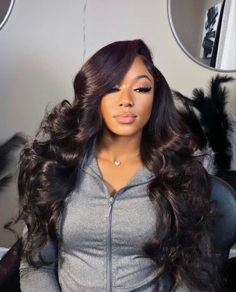 human hair Bodywave Sew In Deep Side Part, Side Part With Layers And Curls, Big Curls Side Part, Side Part Lace Closure Sew In, Layered Side Part Sew In Weave, Side Part Big Curls, Side Part Bombshell Curls, Side Part Curled Hair, Side Part Sew In With Leave Out Curls