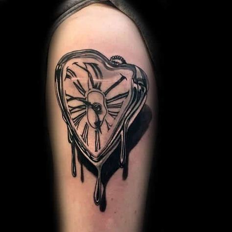 Small Clock Tattoo, Melting Candle Tattoo, Melting Tattoo, Melted Clock, Clock Tattoo Ideas, Candle Tattoo Design, Vintage Clock Tattoos, Clock Tattoo Sleeve, Clock Tattoos