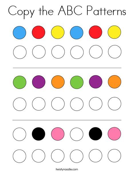 Copy the ABC Patterns Coloring Page - Twisty Noodle Ab Pattern Worksheets For Preschool, Copy Patterns Worksheets, Abc Patterns Preschool, Pattern Preschool Activities, Ab Patterns Preschool, Pattern Worksheets For Preschool, Ab Pattern Activities, Preschool Color Theme, Ab Pattern Worksheet