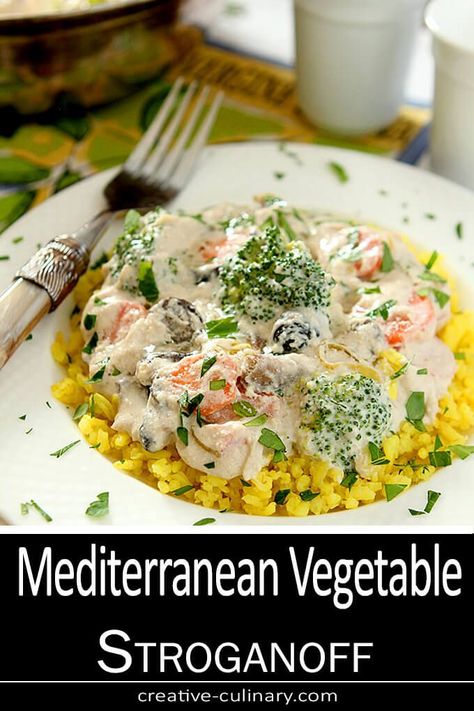 This Mediterranean Vegetable Stroganoff with Ricotta and Parmesan Cheese is one of those dishes that I really hate calling Vegetarian for fear it would shoo some away. This is so good you'll never miss the meat! Vegetable Stroganoff, Grain Dishes, Fall Treats Recipes, Stroganoff Recipe, Best Cookbooks, Mood Food, Dinner Side Dishes, Factory Tours, Dinner Sides