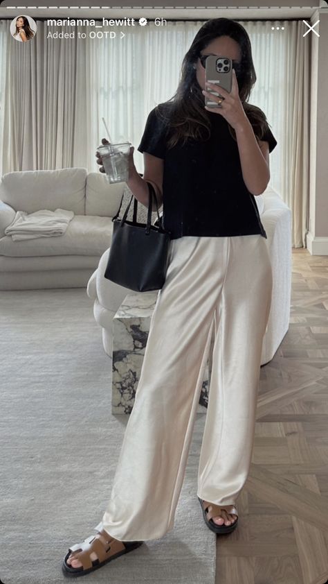 Satin Trousers Outfit, Trousers Outfit Summer, Silk Pants Outfit, Trousers Outfit, Cool Girl Outfits, Spring Summer Fashion Trends, Comfy Casual Outfits, Pants Outfit Casual, Satin Trousers