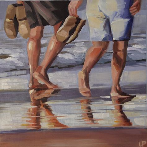 ‘Leave only your footprints’ 6”x6” Oil painting on board A couple walking along Long Reef beach, shoes off and enjoying the sand between… Art Final Project, Walking Art, Fly Fishing Art, Alevel Art, Athletic Attire, Walking People, Fishing Art, Couple Walking, Adobe Fresco