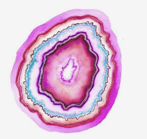 Agate Art, Crystal Drawing, Geode Art, Watercolor Sketchbook, Watercolor Inspiration, Minerals And Gemstones, Crystal Art, Art Techniques, Watercolor Illustration