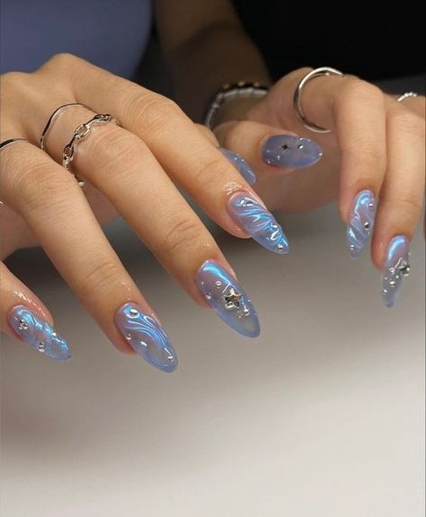 Stiletto Shaped Nails, Ocean Nails, Water Nails, Mermaid Nails, Soft Nails, Minimalist Nails, Funky Nails, Chic Nails, Dope Nails