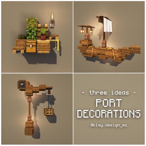 Armour Room Minecraft Ideas, Minecraft Village Farm, Cute Minecraft Shops, Minecraft Port, Minecraft Wall Designs, Minecraft Storage, Minecraft Marketplace, Minecraft Wall, Minecraft Decoration