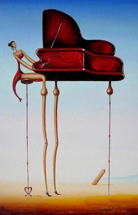 Tall piano Dali Art, Piano Art, Surreal Artwork, Music Illustration, Van Gogh Museum, Horror Icons, Musical Art, Music Images, Surrealism Painting