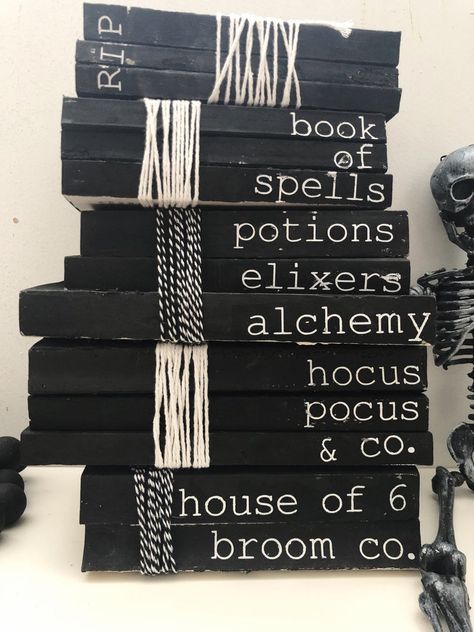 Halloween Decor Stacked Books Book Stack Hand Painted | Etsy Boho Chic Farmhouse, Fall Autumn Decor, Decor Boho Chic, Farmhouse Books, Stacked Books, Boho Halloween, Farmhouse Halloween, Couples Halloween, Book Stamp