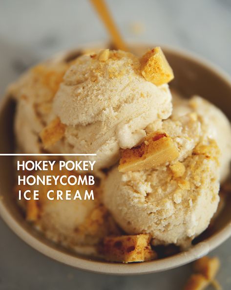 Honeycomb Ice Cream, Toffee Ice Cream, Honeycomb Recipe, Artisan Ice Cream, Hokey Pokey, Gelato Ice Cream, Chilled Desserts, Ice Cream Maker Recipes, Homemade Ice Cream Recipes