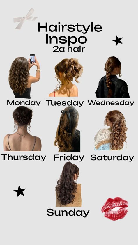 2a hairstyle ideas 💋 #curlyhairinspo #hairstyles #wavyhair #hair Cute Hairstyles For Long Thick Wavy Hair, 2c Hairstyles For School, 2b Hair Type Hairstyles, 2c Wavy Hairstyles, How To Take Care Of 2b Hair, 2 B Hair Hairstyles, Hairstyles For 2b Curly Hair, How To Get Your Hair Wavy, 2b Hair Tutorial