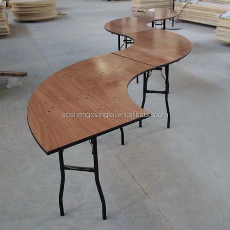 serpentine curved plywood for banquet wedding event use folding table manufacturer factory in stock ship right now right away https://m.alibaba.com/product/1600458819965/serpentine-curved-plywood-for-banquet-wedding.html?__sceneInfo={"cacheTime":"1800000","type":"appDetailShare"} Round Banquet Tables, Wood Banquet Tables, Small Venue Table Layout, Foldable Table For Events, Plastic Rectangular Tables Wedding, Plywood, Party Event, Folding Table, Wood Table