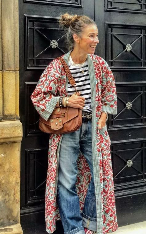 Vetement Hippie Chic, Mode Kimono, Mode Hippie, Stil Boho, Mode Boho, Looks Street Style, Mode Inspiration, Looks Style, Kimono Fashion