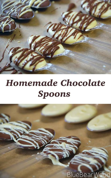 Home made chocolate spoons Chocolate Spoons How To Make, Chocolate Dipped Spoons, Cocoa Spoons, Hot Chocolate Spoons, Diy Food Gifts, Chocolate Spoons, Home Made Gifts, Spoon Gifts, Hot Chocolate Bar