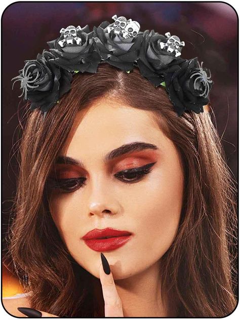 PRICES MAY VARY. Day of the Dead flower headband is made of Layered sturdy fabric petals rose flower, plastic headband, skull and spider. Costume party flower headband is about 5.9In/15CM long, about 5.1In/13CM wide. Diameter of the flower is about 2.9In/7.5CM. Package: Pack of 1. Flower crown Headband perfect for masquerade party cosplay, halloween parties, taking photo with friends. Wearing our flower headband women or girls will be the focus of the crowd. Halloween floral rose hairbands are u Spider Headpiece, Skull Headband, Day Of The Dead Costume, Photo With Friends, Fabric Petals, Spider Costume, Headpiece Accessories, Halloween Floral, Flower Crown Headband