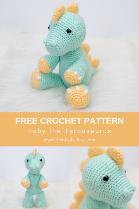 Toby the Tarbosaurus - Free Dinosaur Crochet Pattern — Nicole Chase: Free Crochet Patterns for Beginners and Up Free Dinosaur Crochet Pattern, Nicole Chase, Crochet Dinosaur Pattern Free, Dinosaur Crochet Pattern, Dinosaur Crochet, Crochet Dinosaur Patterns, Crochet Dragon Pattern, Crochet Patterns Free Beginner, Clothes Tutorial