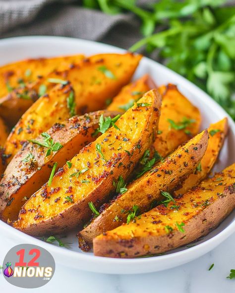 Herb-Crusted Sweet Potato Wedges Potatoe Wedges, Burger Side Dishes, Types Of Potatoes, Vegetarian Italian, Sweet Potato Wedges, Herb Sauce, Easy Side Dish, Lemon Herb, Potato Wedges