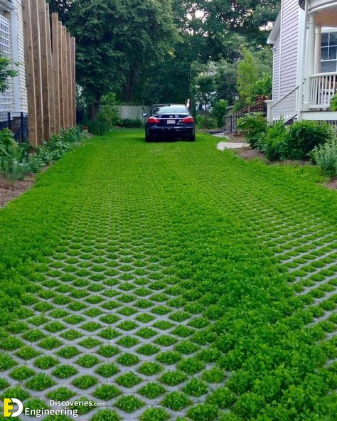 Stones With Grass In Between, Walkway With Grass In Between, Grass Pavers Driveway, Grass Paving, Grass Driveway, Grass Pavers, Beautiful Outdoor Living Spaces, Outdoor Walkway, Paver Walkway