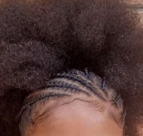 Braids Into Afro Puff, Fall 4c Hairstyles, Natural Half Braided Hairstyles, Braids With Puff Natural Hair, Braided Bun Natural Hair, Braided Puff Natural Hair, Conrows Lines Natural Hair Short, Puffs Hairstyles, Cornrows Natural Hair