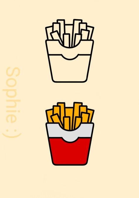 Fast Food Doodles, How To Draw Food Easy, Fries Drawing, Food Drawing Easy, French Desserts Easy, Food Doodles, Cartoon Food, Diy Beaded Rings, Mc Donald